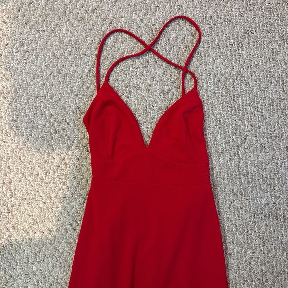Lulus Be My Date Red Lace up maxi dress - Picture 2 of 4